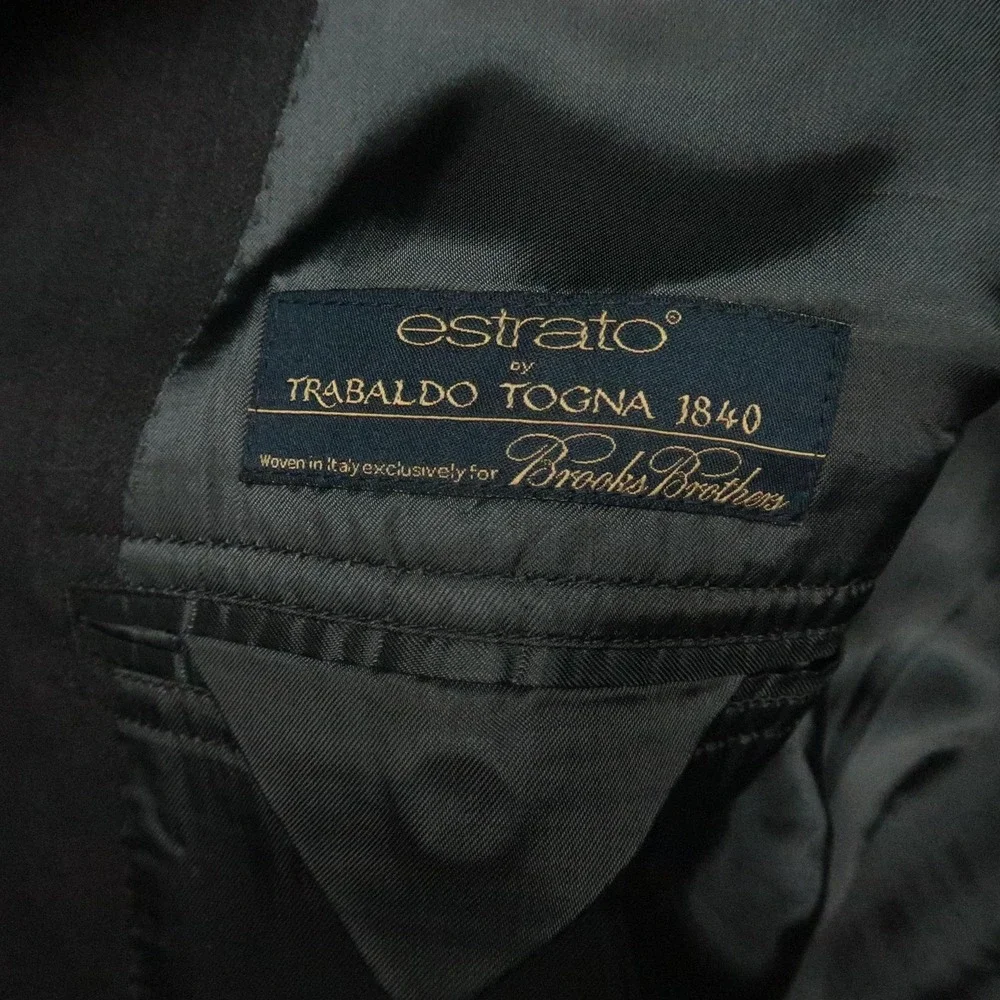 Brooks Brothers Blazer Mens 45R Charcoal Black 1818 Regent Estrato Wool Italy